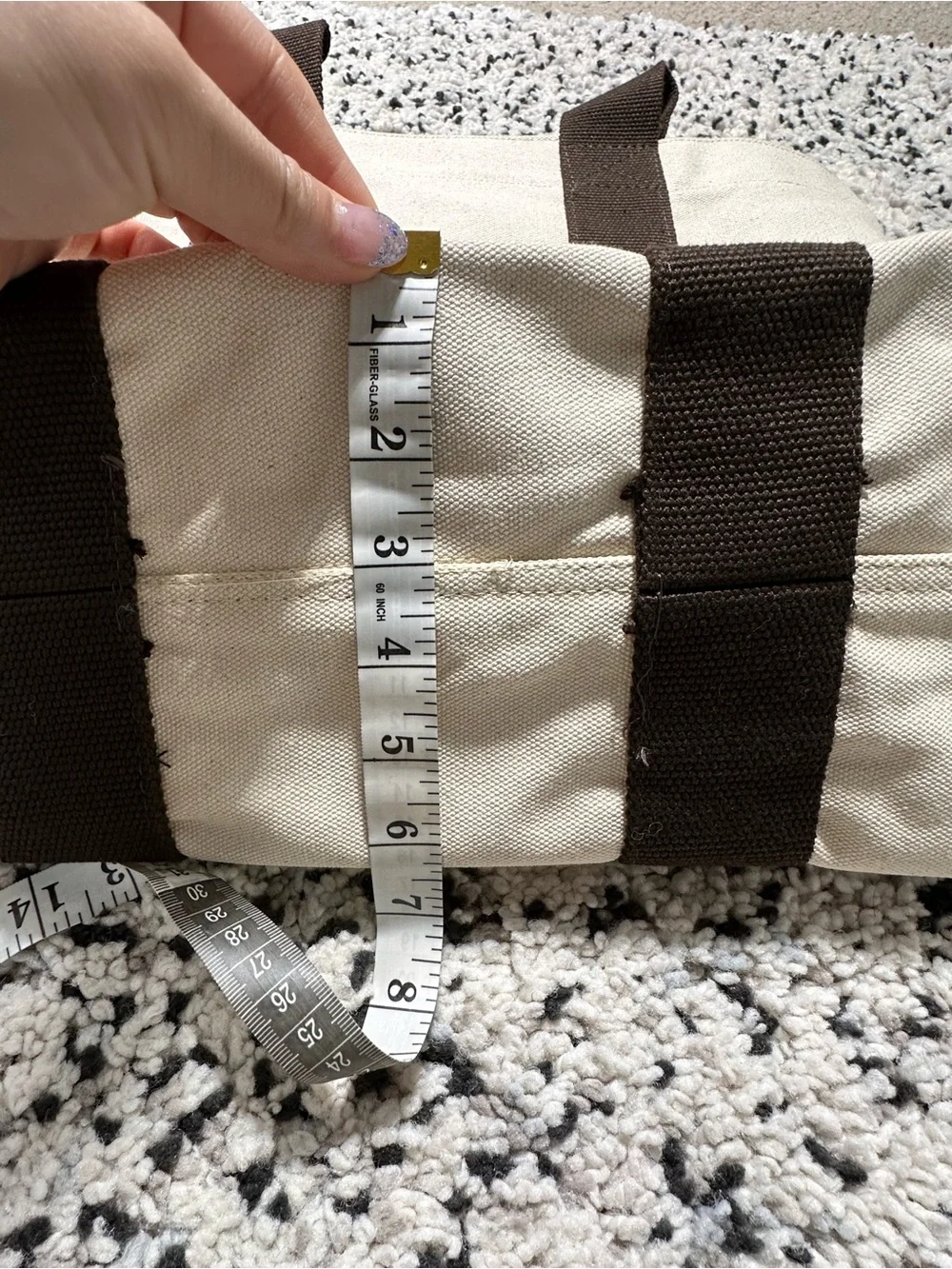 Canvas Beach Tote Cream/Brown - Picture 9 of 11